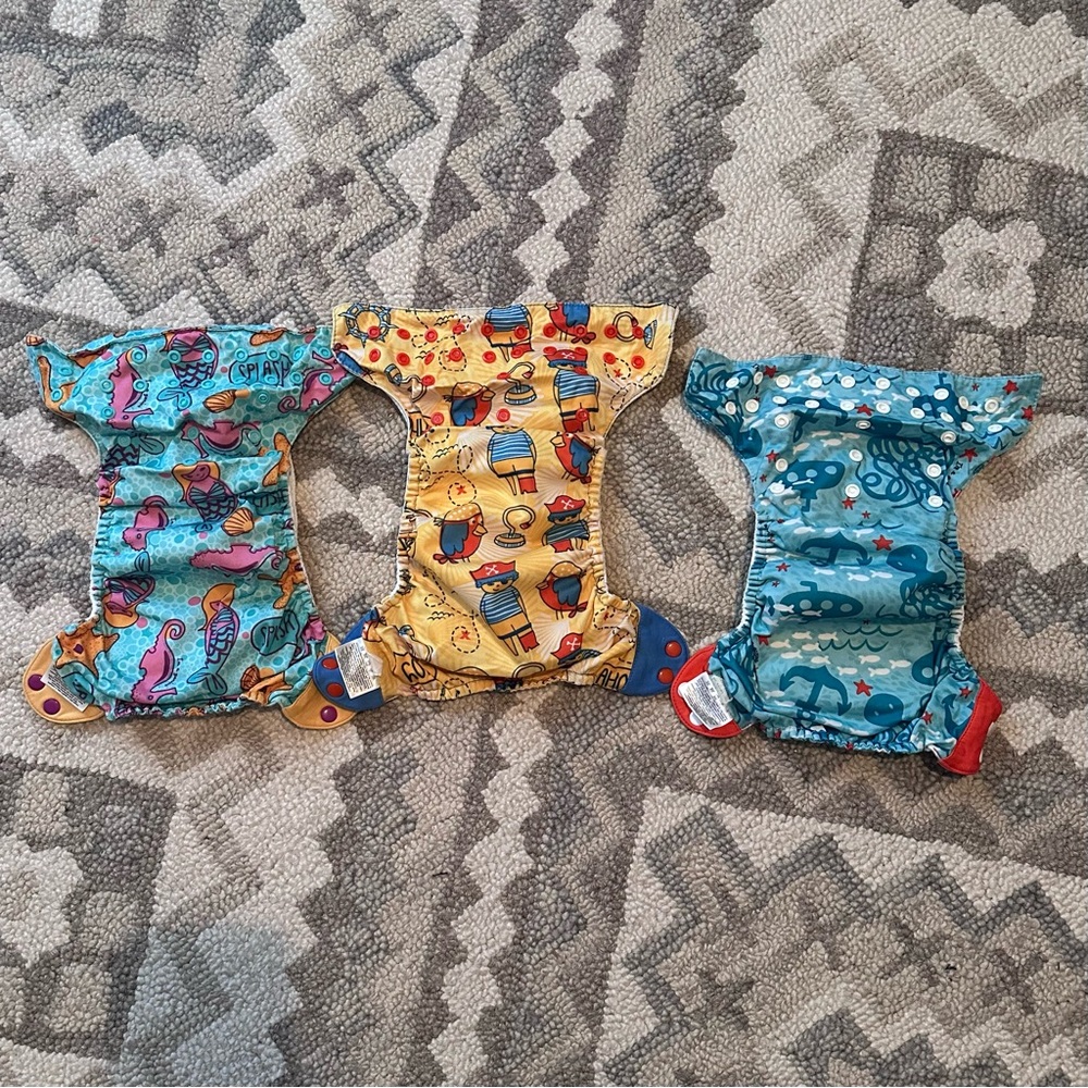 BumGenius Freetime cloth diapers of 3 Jules, Marie, & Spence